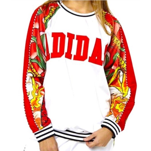 Adidas Originals Rita Ora Dragon Crewneck Size S Trefoil White Multi - Picture 1 of 8